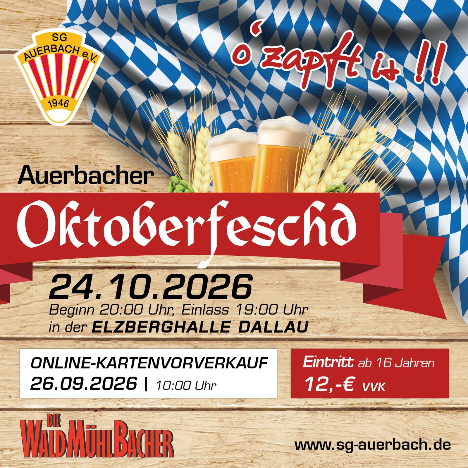 Plakat: Auerbacher Oktoberfest am 24. Oktober 2026